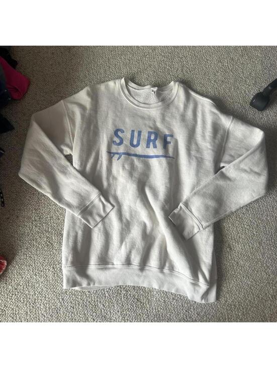 Other - Oat Collective cream & white sweatshirt with blue 'SURF' graphic